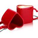 6 Pcs Heart Shaped Mugs Valentine‘s Day Red Heart Coffee Cup 12 oz Valentines Ceramic Mug with Handle Love Camping Tea Cup Valentine‘s Day Gifts for Women Men Wedding Anniversary Couple Lover Deco