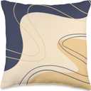 Minimalist Neutral Yellow Mustard and Navy Blue Shapes Throw Pillow