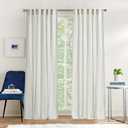 NICETOWN Extra Long Farmhouse Linen Curtains for Bedroom, French Blue Stripes, Privacy Light Filtering Drapes Rod Pocket Back Tab, Boho Chic Curtains for Living Room, 1 Pair, 52W x 84L