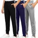 Real Essentials 3 Pack: Boy's Mesh Jogger Sweatpants - Youth Kids Baseball Football Athletic Pants with Pockets (Gray, L)