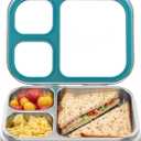 HOMEKOL Stainless Steel Bento Lunch Box, 3-Compartment Leak-Proof Lunch Container for Kids & Adults, BPA/BPS-Free 304 Metal Food Box, Dishwasher Safe, Clear Tritan Lid, Blue (Not Insulated)