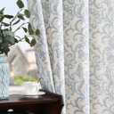 jinchan Linen Curtains for Bedroom Blue Curtains Damask Patterned 84 Inches Long for Living Room Light Filtering Vintage Curtains Baroque Style Drapes Grommet Window Treatments 2 Panels Set
