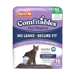 Hartz Comfitables Cat Diapers, Size XS 16 Count, Comfortable & Secure Fit, Easy to Put On