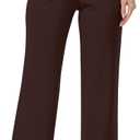 Womens 22/27"/29"/31" Wide Leg Pleated Yoga Dress Pants, High Waist Stretchy Slacks for Workout Business Casual (XX-Large, Brown)
