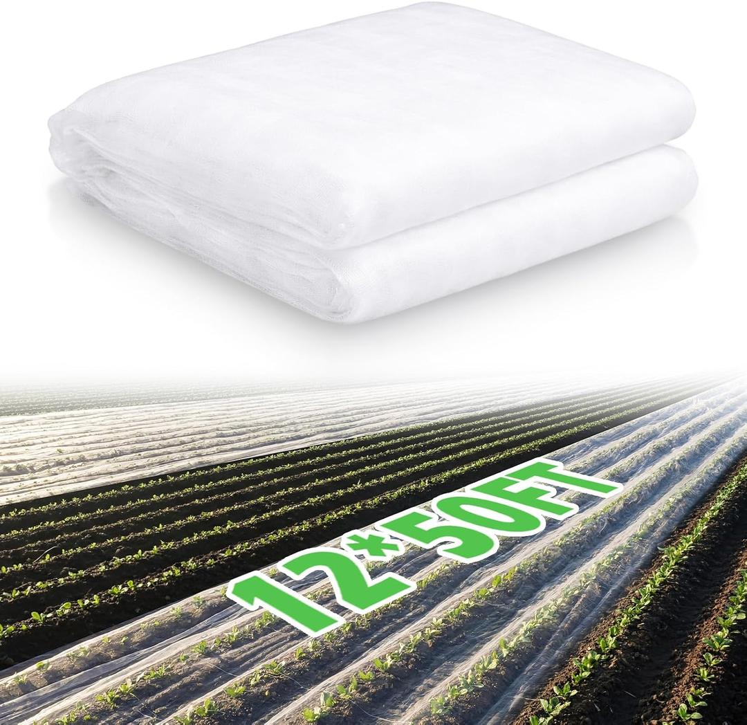 Garden Insect Netting for Raised Beds Extra Large Fruits Tree Netting Pest Barrier White Ultra Fine Mesh Row Bed Covers Net for Vegetable Fruit Protection from Insect Bird Animals(12 x 50 ft)