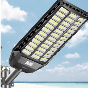 Deepn Commercial Grade Solar LED Street Light 12000W IP67 Waterproof Exterior Security Flood Light Dusk to Dawn Motion Sensor Remote Control for Parking Lots Yard