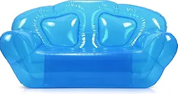Kigley Inflatable Chair Blow Up Couches Transparent Inflatable Sofa Seat Yard Patio Portable Air Couch Furniture for Outdoor Indoor Camping Beach Room(Double Seat,Blue)