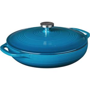 Lodge 3.6 Quart Enameled Cast Iron Casserole with Lid  Dual Handles  Oven Safe up to 500 F or on Stovetop - Use to Marinate, Cook, Bake, Refrigerate and Serve  Cornflower Blue