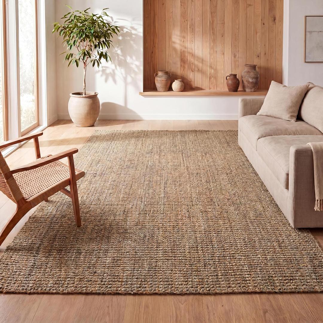 JONATHAN Y Biot Handwoven Jute Solid Natural Indoor Area Rug, 3x5, Traditional, Rustic, Farmhouse, Coastal, Easy-Cleaning for Living Room, Bedroom, Kitchen, Non-Shedding (NRF104A-3)