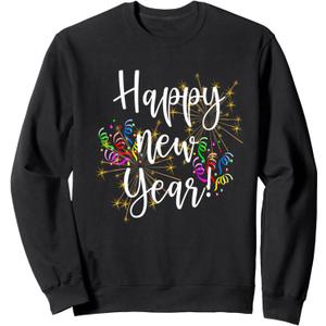 Happy New Year Day Eve Party Fireworks Confetti Costume fun Sweatshirt M