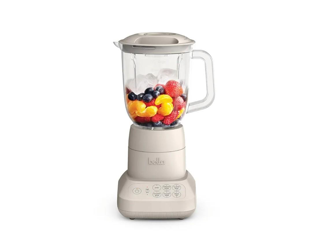 bella 10 Speed Countertop Blender, Juicer & Smoothie Maker, Fits-anywhere™ Kitchenware, Slim Flip & Store Design, Dishwasher Safe 48oz Capacity Pitcher & Lid, Stainless Steel Blade, 450 Watt, Oatmilk