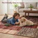 DweIke Washable Area Rugs 5x7 for Living Room, Modern Geometric Red Soft Patchwork Carpet, Non-Slip Stain Resistant Throw Rug for Bedroom Dining Room Office Home Decor