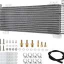 40k Transmission Oil Cooler LPD47391 Compatible with Tru-Cool, Heavy Duty 40,000 GVW Max, Low Pressure Drop Trans Cooler with Mounting Hardware for Heavy Tucks, Trailers, Towing Vehicles, Silver