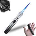 Torch Lighter - Windproof Jet Flame Refillable Butane Lighter with Adjustable Flame, Lightsaber Design, Visible Window, for Kitchen, Outdoor(Gas Not Include) (Black & White)