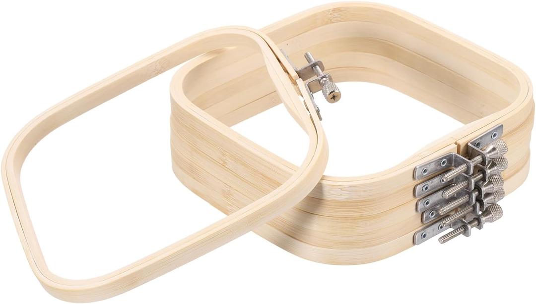 PATIKIL 6 Pieces 6.3" x 6.3" Square Embroidery Hoops, Adjustable Bamboo Cross Stitch Hoops Ring Embroidery Frame Punch Needle Hoop for Sewing, Needlework, DIY