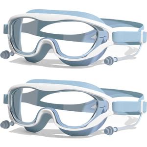 Zoomsnail Kids Swim Goggles 2 Pack, Anti-Fog Anti-UV Wide View Swimming Goggles for Kids Boys & Girls Age 10-15