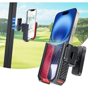 Magnetic Golf Cart Phone Holder, 8 N52 Strong Magnetic Base, Fits EZGO, Club Car, Yamaha, Golf Cart Phone Mount for iPhone, Samsung & Smartphones, Golf Cart Accessories for Men Women, Red