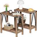 ChooChoo Farmhouse End Table for Small Spaces, Narrow Side End Table with Storage Shelf, Rustic A-Design Nightstand Sofa Table for Living Room, Bedroom (Rustic Brown) 2 Pack