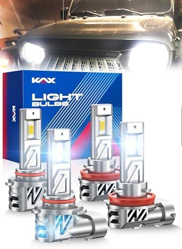 KAX 2025 10X Brightener 9005 H11 Led Bulbs Combo for Car Owners, 100000Lm HB3 H9 for Drivers at Night, H11 During Bad Weather, HB3 H8 1:1 Real Size, 100000 Hours Lifespan, 99% Fit Vehicles, 4 Pack