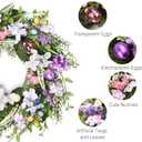 DecorbyHannah Easter Egg Wreaths for Front Door, 22" Spring Door Wreath with Hydrangeas Flowers, Artificial Floral Wreath with Pastel Electroplated Eggs for Home Wall Window Indoor Outdoor Decor