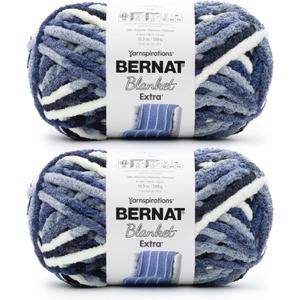 Bernat Blanket Extra Faded Blues Yarn - 2 Pack of 300g/10.5oz - Polyester - 97 Yards - Knitting/Crochet
