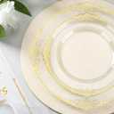 Bestluck 350PCS Clear Plastic Plates for 50 Guests, Disposable Dinnerware Sets Include 50 Gold Rim Plastic Plates, 25 Silverwares, 25 Cups, and 25 Pre Rolled Napkins for Party, Wedding and Graduation