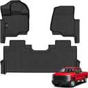 Floor Mats for 2017-2026 Ford F250/F350/F450 Super Duty Crew Cab with Rear Under Seat Storage All Weather TPE Floor Liners Custom Fit for F-250/F-350/F-450 1st & 2nd Row Anti-Slip Full Set Car Mats