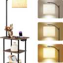 PESRAE Floor Lamp with Table,Lamps for Nightstand with Charging Station(USB & Type-C & AC Port), 3 Color Temperatures 9W LED Bulb, Modern Shelves Side Table for Bedroom, Office