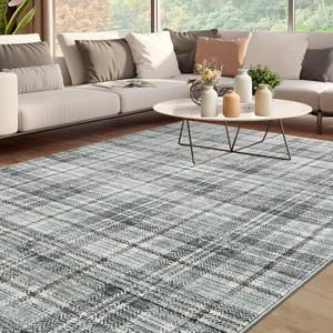 Washable Rugs 10 x 13 Rug for Living Room Soft Bedroom Rug Modern Plaid Large Area Rug Non Shedding Non Slip Throw Rugs Stain Resistant Carpet for Dining Room Nursery Rug 10'x13' Greenish Grey
