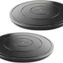 16 Inch Lazy Susan Turntable - Heavy Duty Rotating Swivel Steel Ball Bearings - Flat Base Stand for TV/Computer/Monitor/Arts/Crafts/Bonsai/Statue/Cabinet Organizer (2 Pack/Black)