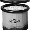 WAVYEASE® Upgraded Portable Cold Plunge Tub for Athletes & Adults | 100 GAL Foldable Ice Bath with Insulative Cover | Instant Setup for Indoor & Outdoor Recovery (Gray)
