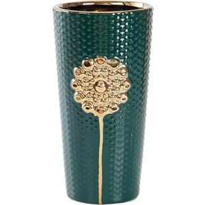 Green Vase, Glazed Ceramic Cylinder Flower Vase for Home Decor, Bedroom, Office, Living Room, Bathroom, Tabletop Decor, Centerpiece Table Decorations (Green)