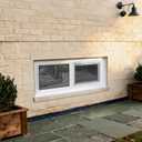 Vinyl Basement Window, 32" x 16" Bathroom Sliding Window with Double Pane Insulated Tempered Glass and Fiberglass Screen for Basement, Bathroom, Shed (White)