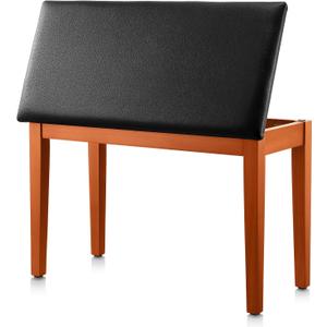 Donner Duet Piano Bench with Storage, Solid Wooden Keyboard Bench Piano Bookcase Stool Chair Seat with High-Density Sponges Padded Cushion, Wood Finish Color, 29.13" L X 13.38" W X 19.40" H
