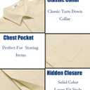 COOFANDY Men's Casual Shirt Short Sleeve Button Down Summer Beach Textured Shirt (Beige, XXL)