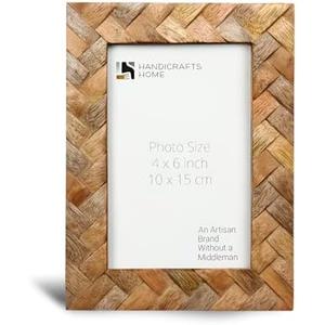 Handicrafts Home Wood Picture Frames For Christmas Decor Handmade 4x6 Natural Wood Photo Frame for Wall & Tabletop, Rustic Farmhouse Decor, Vintage Decor, Boho Shelf Styling, Modern Home Decor, Living Room Wall Art, Desk Decor & Christmas Gift - Cinnamon