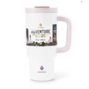 Manna adventure stainless steel tumbler with dual lid function, 32 oz