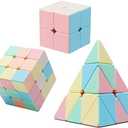 Magic Cube Set, Educational Speed Cubes 3 Pack of 2x2x2 3x3x3 Pyramid Smooth Puzzle Cube