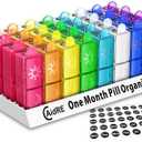 Monthly Pill Organizer, CAidRE 30 Day Pill Organizer 2 Times a Day, One Month Pill Box Organizer AM PM, Weekly Pill Holder for Fish Oil, Vitamins, Supplements (Multi-colored)