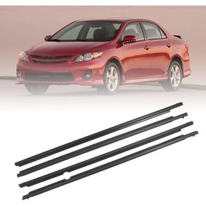 WeatherStrip Window Molding Trim Seal Belt Compatible with 2009 2010 2011 2012 Toyota Corolla Replaces 75710-02210 Black Window Weather Stripping Outside 4pcs