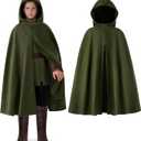 Spooktacular Creations Halloween Child Boy Green Hooded Archer Cape, Kids Medieval Wizard Outfit for Cosplay Themed Parties (Medium(8-10 yrs))