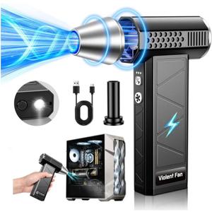 Compressed Air Duster, 380000RPM Electric Air Duster with LED Light, 4-Gear Adjustable Mini Handheld Air Blower Jet Turbo Fan Jet Dry Blower Rechargeable Air Blower Duster for Keyboard Car Home