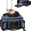 Petskd Top and Side Expandable Pet Carrier with Wheels 18x13x9.5 Inches Southwest Airline Approved, Soft-Sided Carrier for Small Cats and Dogs with Locking Safety Zippers and Anti-Scratch Mesh(Blue)