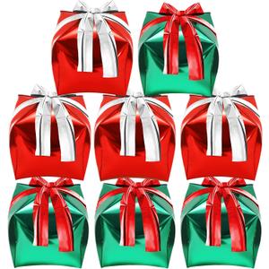 Skylety 8 Pcs Christmas Cube Foil Balloons 24 Inch Green and Red Gift Box Foil Balloons with Bow Christmas Cube Balloon Gift Box for Xmas Birthday Party Decorations