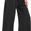 Annenmy Women's Capri Yoga Pants Wide Leg Gym Shorts Quick Dry Drawstring Pants Loose Workout Capris Sweatpants with Pockets (Large, Black)