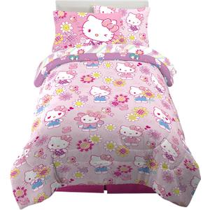Franco Kids Bedding Super Soft Comforter and Sheet Set with Sham, 5 Piece Twin Size, Hello Kitty