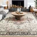Area Rug 9x12 for Living Room, Medallion Printed Ultra-Thin Soft Large Carpet, Oriental Non Slip Big Washable Fade Stain Resistant Rugs for Bedroom Dining Room Home Office Decor