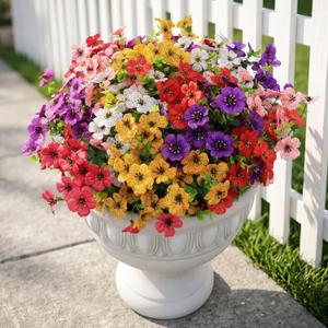 14 Bundles Artificial Flowers UV Resistant Fake Silk Plants Outdoors Decor | Faux Flowers, Realistic Plastic Flowers, No Fade for Indoors Outside Garden Porch Yard Patio Window Home Decoration