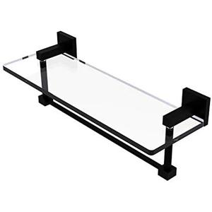 Allied Brass MT-1-16TB Montero Collection 16 Inch Vanity Integrated Towel Bar Glass Shelf, Matte Black