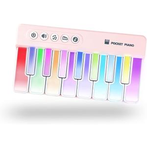 Mini Keyboard Piano Toy, Portable Light Up Pocket Piano for Toddlers Kids 